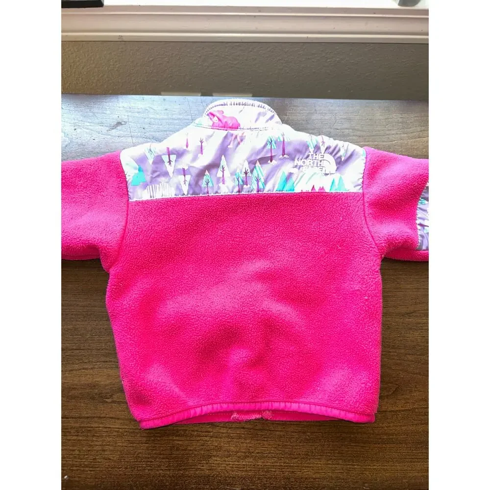The North Face Infant 3-6 mon Denali Fleece Jacket pink forest animal print